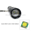 3 Modos de brilho Semi-automática Dimming alumínio 3AAA Bateria Cree 10W T6 1200 Lumen lanterna LED Torch